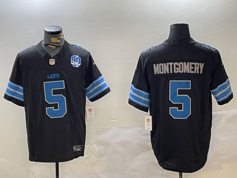 Men Detroit Lions #5 Montgomery Black three generations 2024 Nike Limited NFL Jersey style 3->detroit lions->NFL Jersey